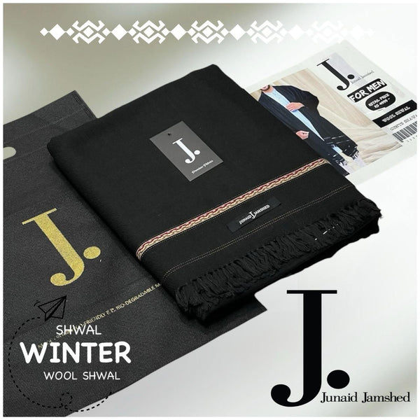 J. Men's Woolen Shawl (Black Shade)