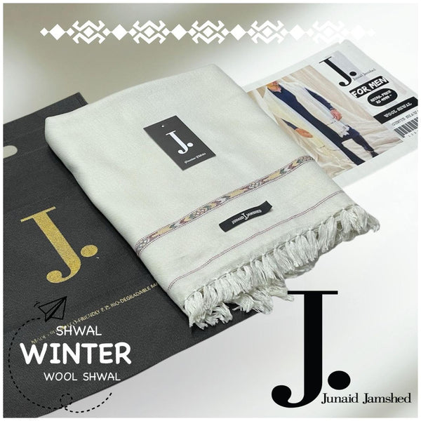 J. Men's Woolen Shawl (Egg White Shade)